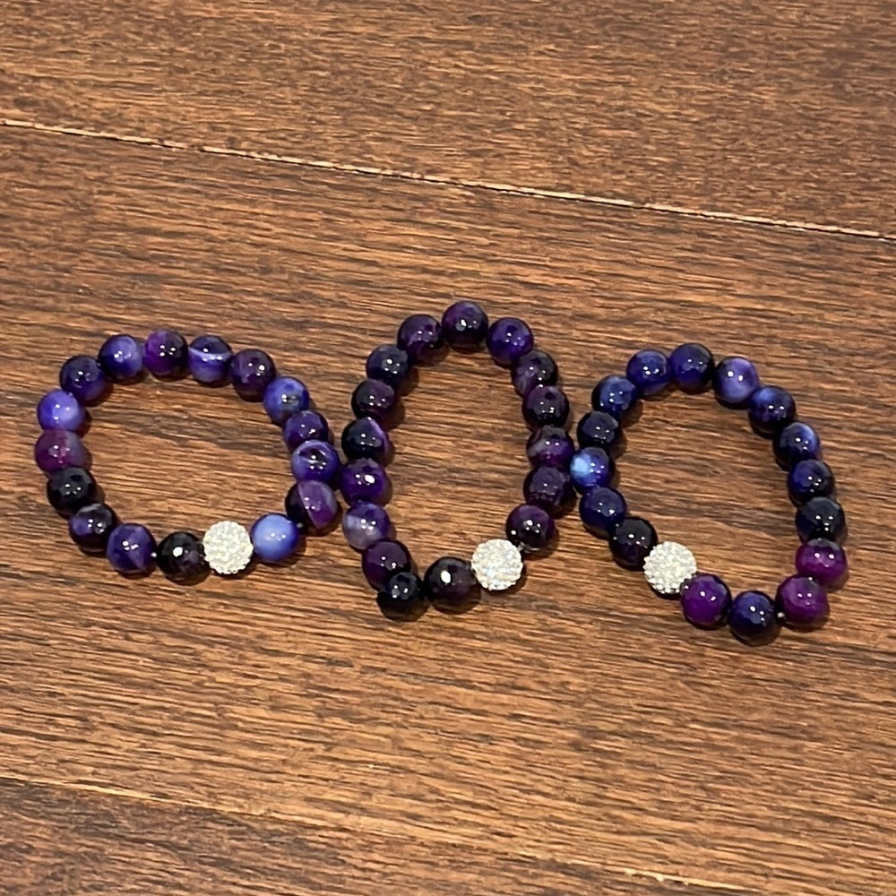 Women’s Costume Jewelry Dark Purple Bracelets and Crystal Detail
