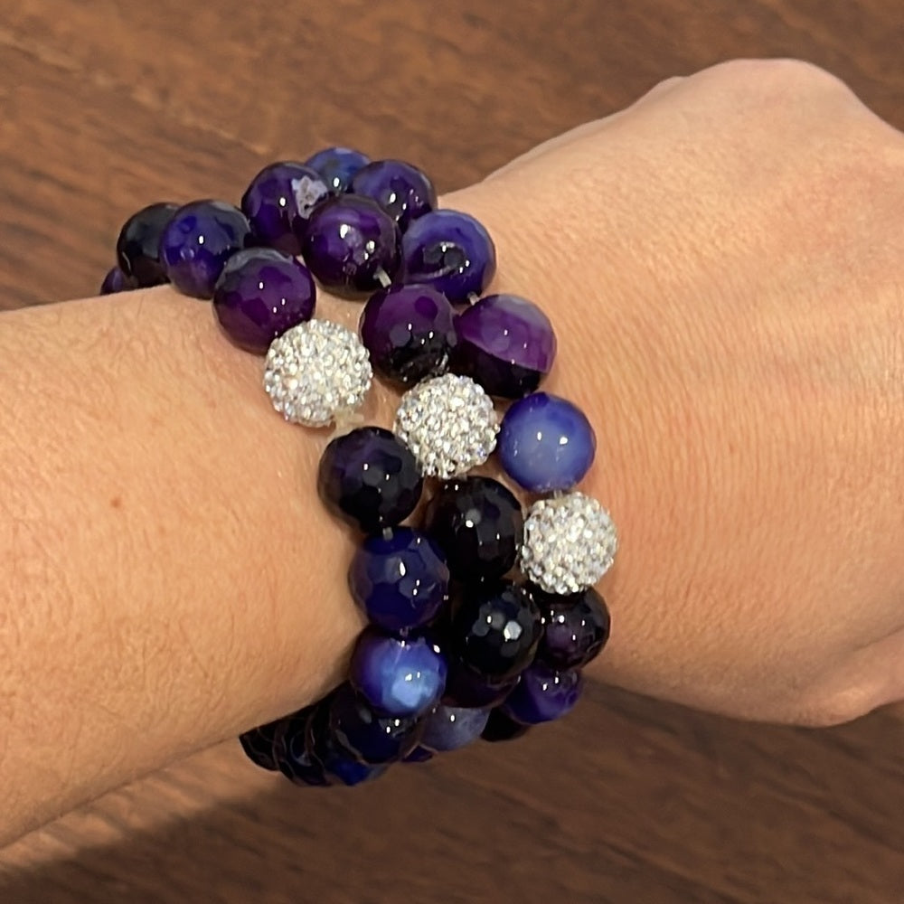 Women’s Costume Jewelry Dark Purple Bracelets and Crystal Detail