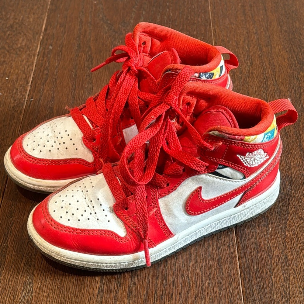 Jordan Air Jordan’s Kids Red And White Mid Tops Size 12
