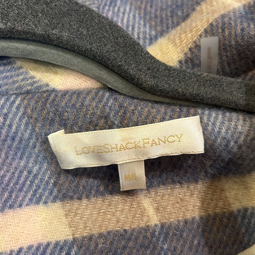 LoveShackFancy Woman’s Blue and Tan Plaid Jacket Size M/L