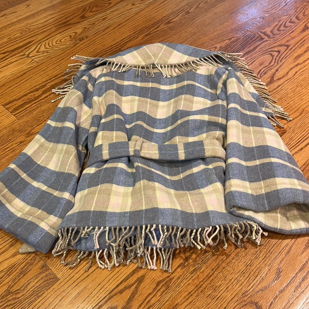 LoveShackFancy Woman’s Blue and Tan Plaid Jacket Size M/L