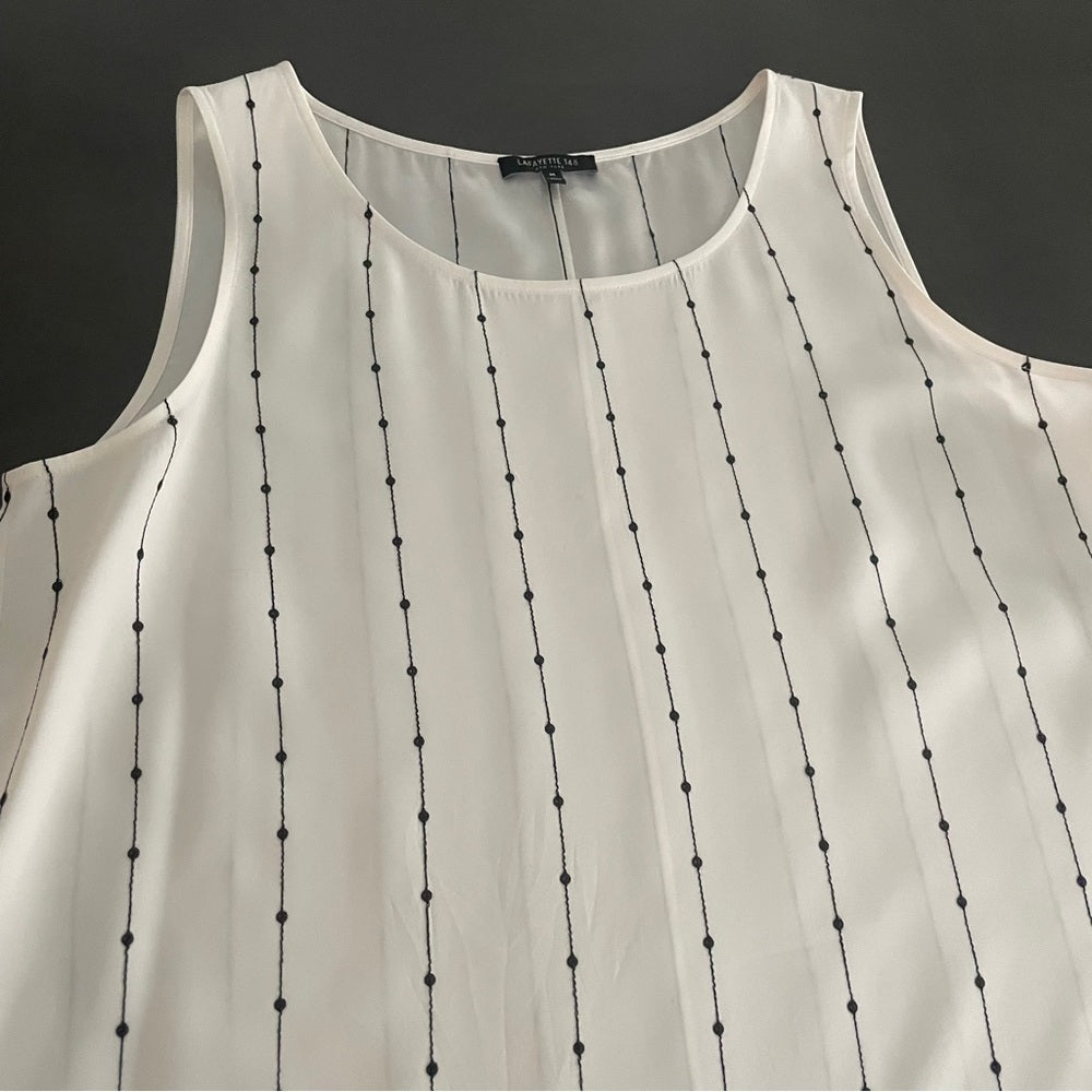 Lafayette 148 White Silk Sleeveless Top Size Medium