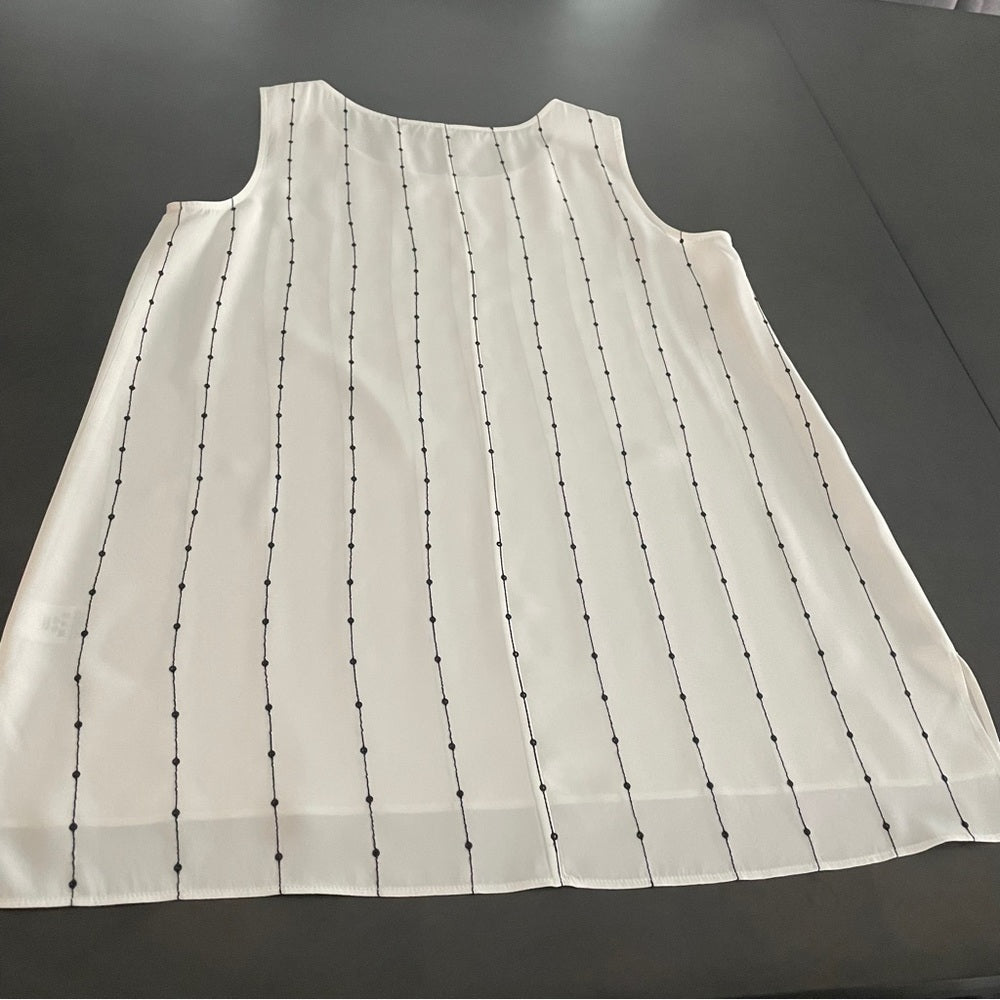 Lafayette 148 White Silk Sleeveless Top Size Medium