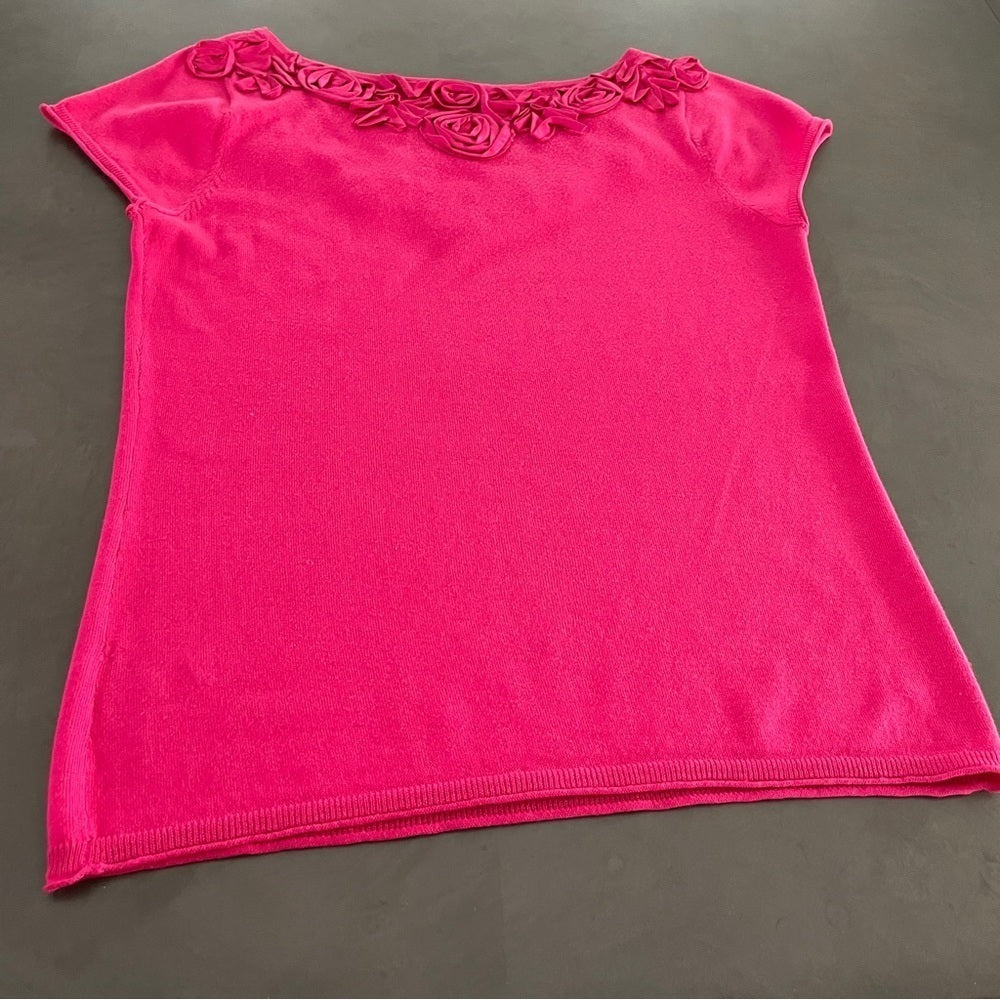 Magaschoni Pink Short Sleeve Women’s Top Size Medium