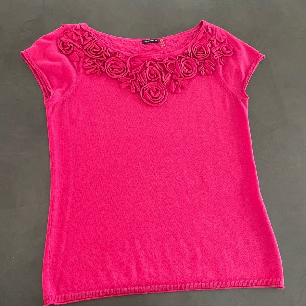 Magaschoni Pink Short Sleeve Women’s Top Size Medium