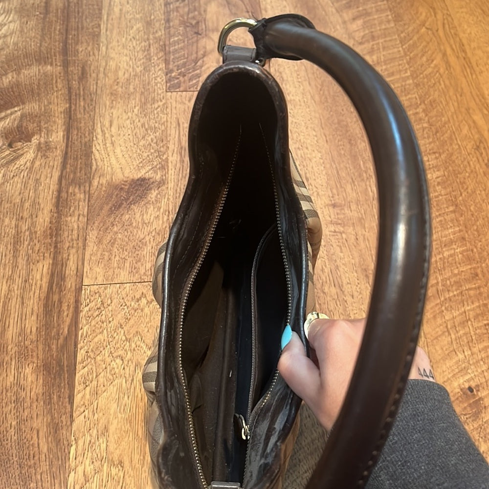 Burberry Woman’s Tan Plaid Shoulder Bag