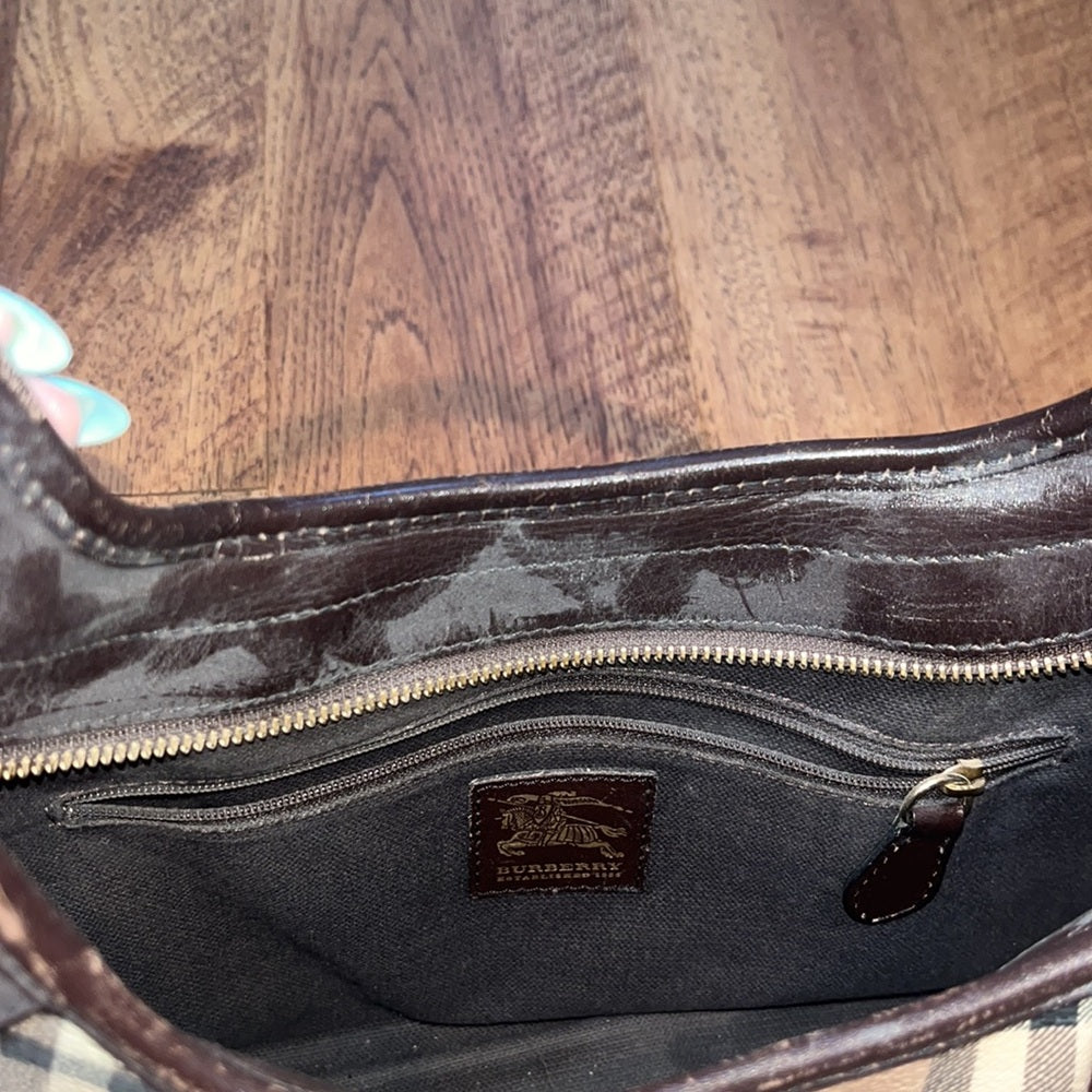 Burberry Woman’s Tan Plaid Shoulder Bag