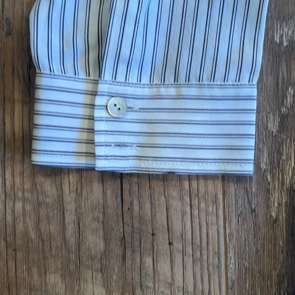 Eileen Fisher White and Black Striped Button Down Size L/G