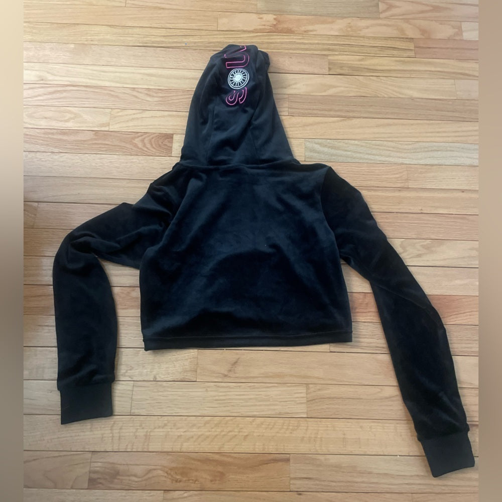 FILA Black Velvet Hoodie Size Small