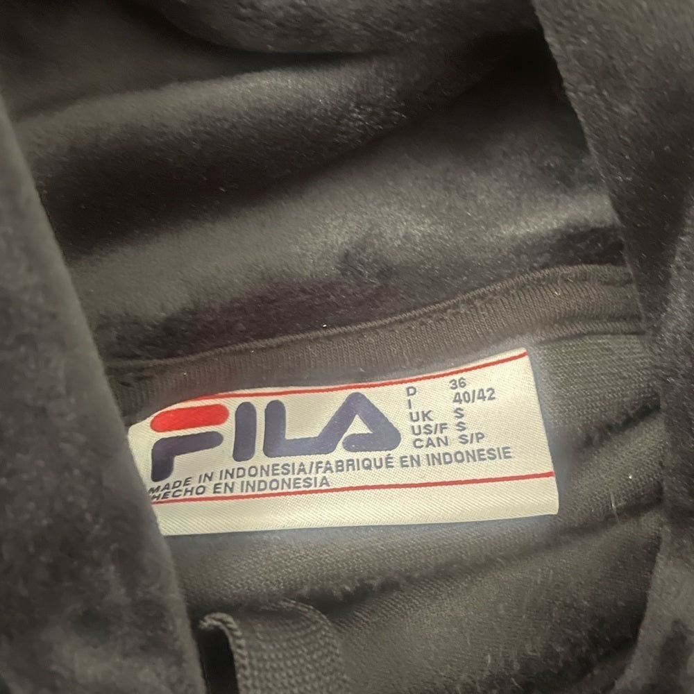 FILA Black Velvet Hoodie Size Small