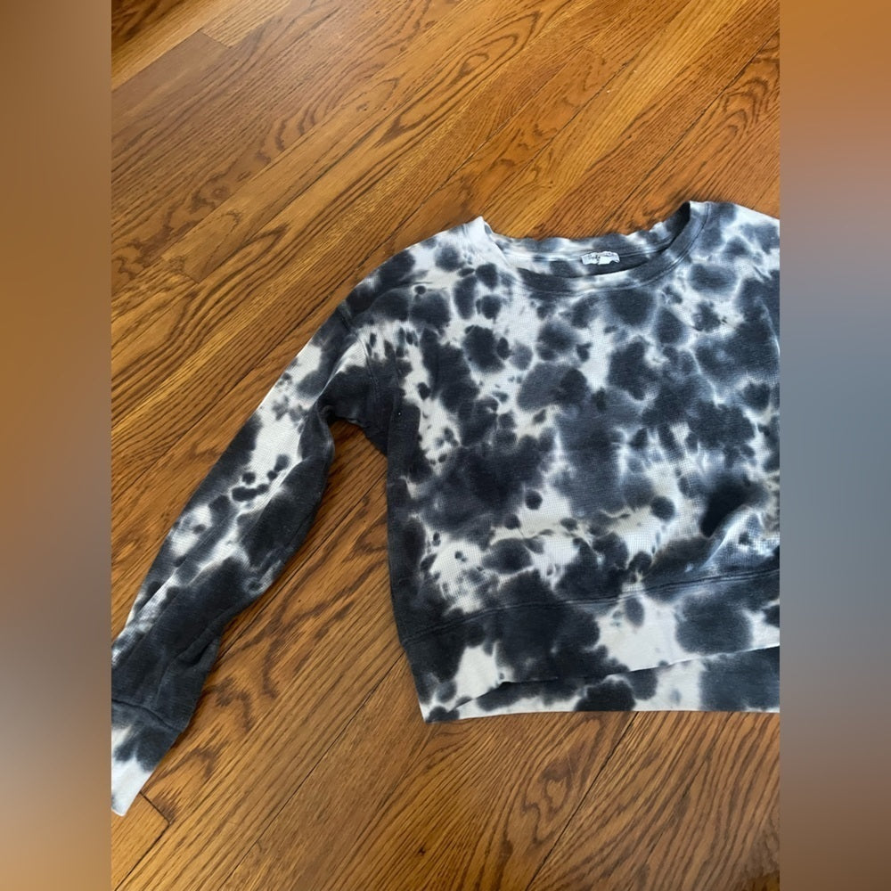 Splendid Black and White Tie Diy Sweatshirt Size XS