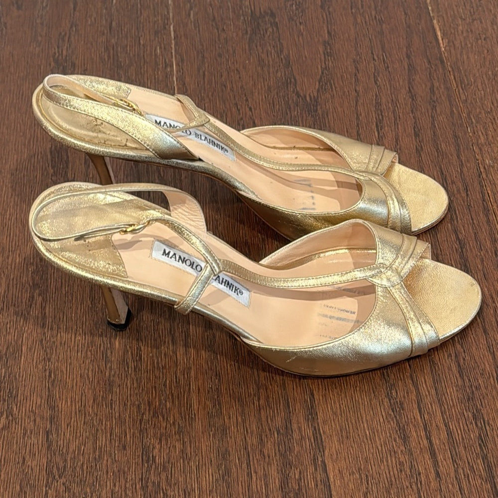 Manolo Blahnik Gold Dress Shoes Size 40.5/10.5