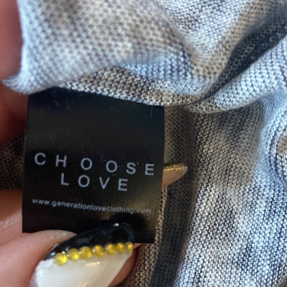 NWT Women’s Generation Love top. Black and grey. Size L
