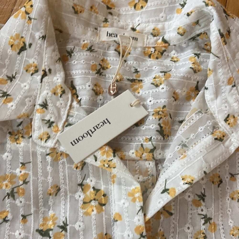 NWT Women’s heartloom top. White with yellow and green flowers. Size M