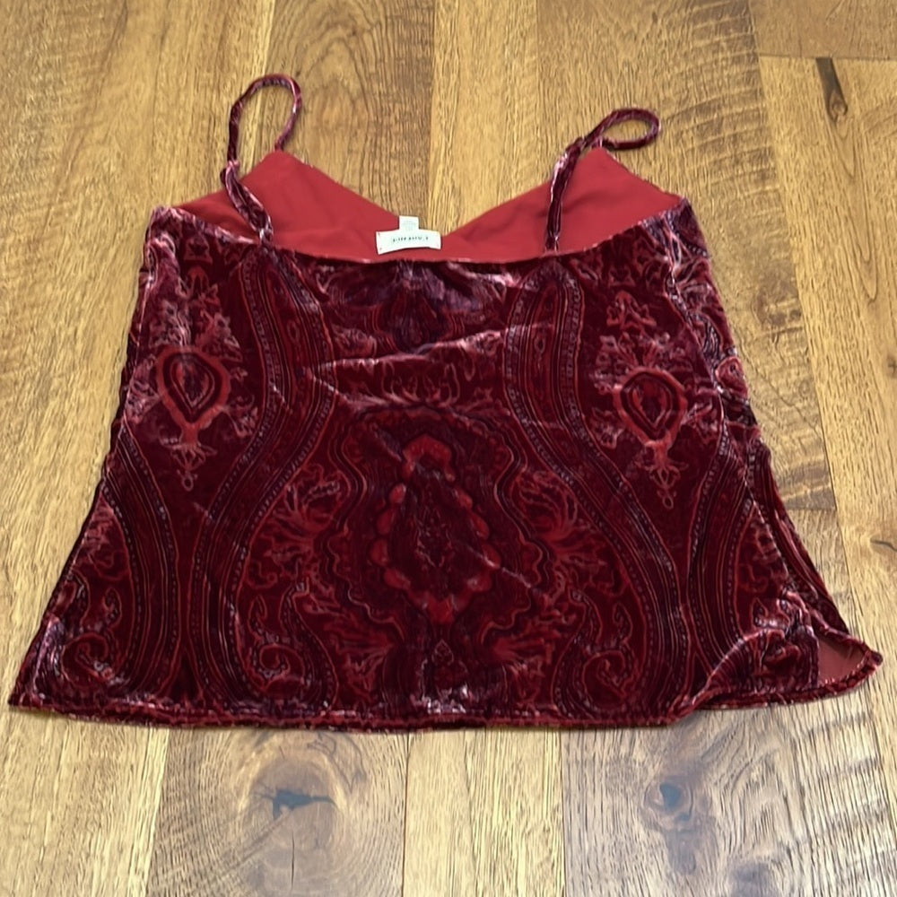 L’AGENCE Women’s Maroon Velvet Spaghetti Strap Tank Size XS/T