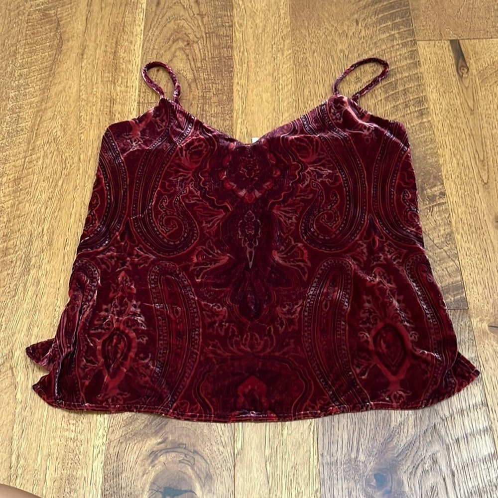 L’AGENCE Women’s Maroon Velvet Spaghetti Strap Tank Size XS/T