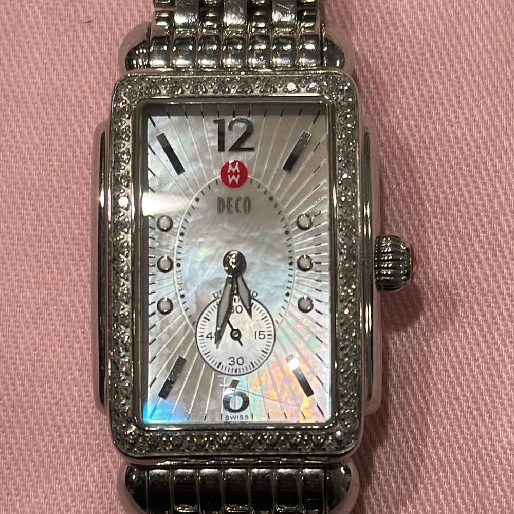 Michele Deco Women’s Stainless Steel Diamond Face Watch