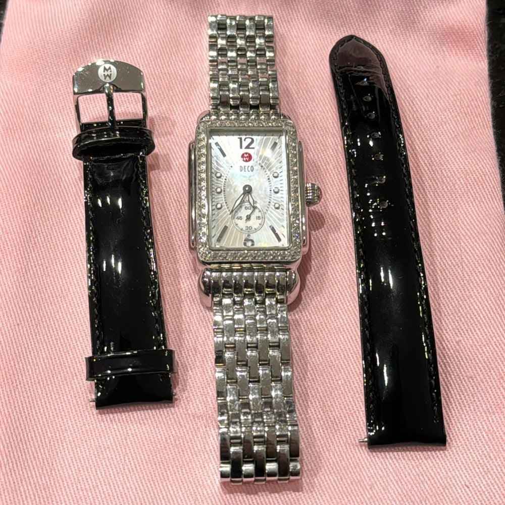 Michele Deco Women’s Stainless Steel Diamond Face Watch