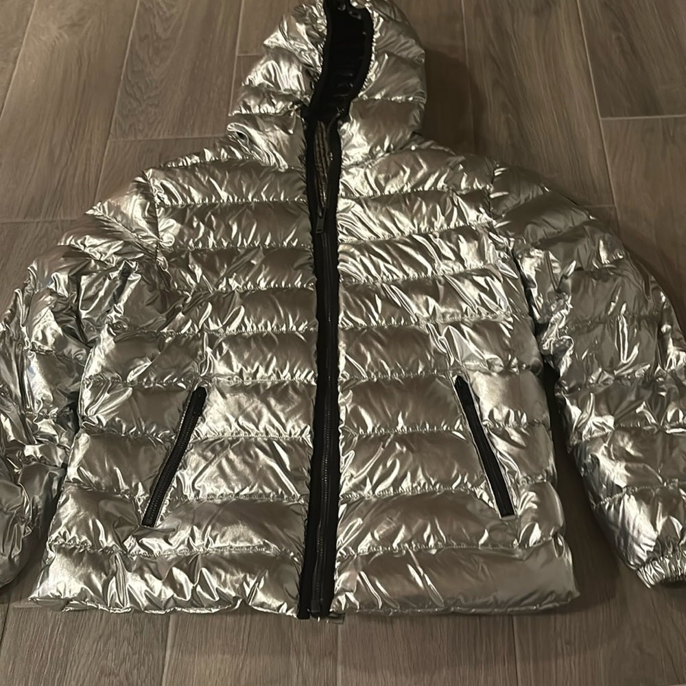 Moose Knucklers Junior Girls Silver Puffer Jacket Size L