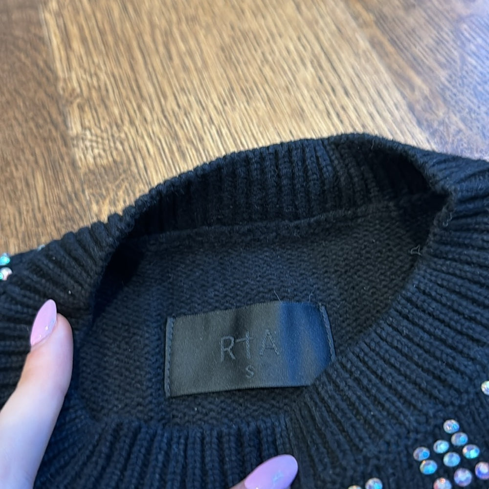 R+A Women’s Sweater Black and Silver Size Small