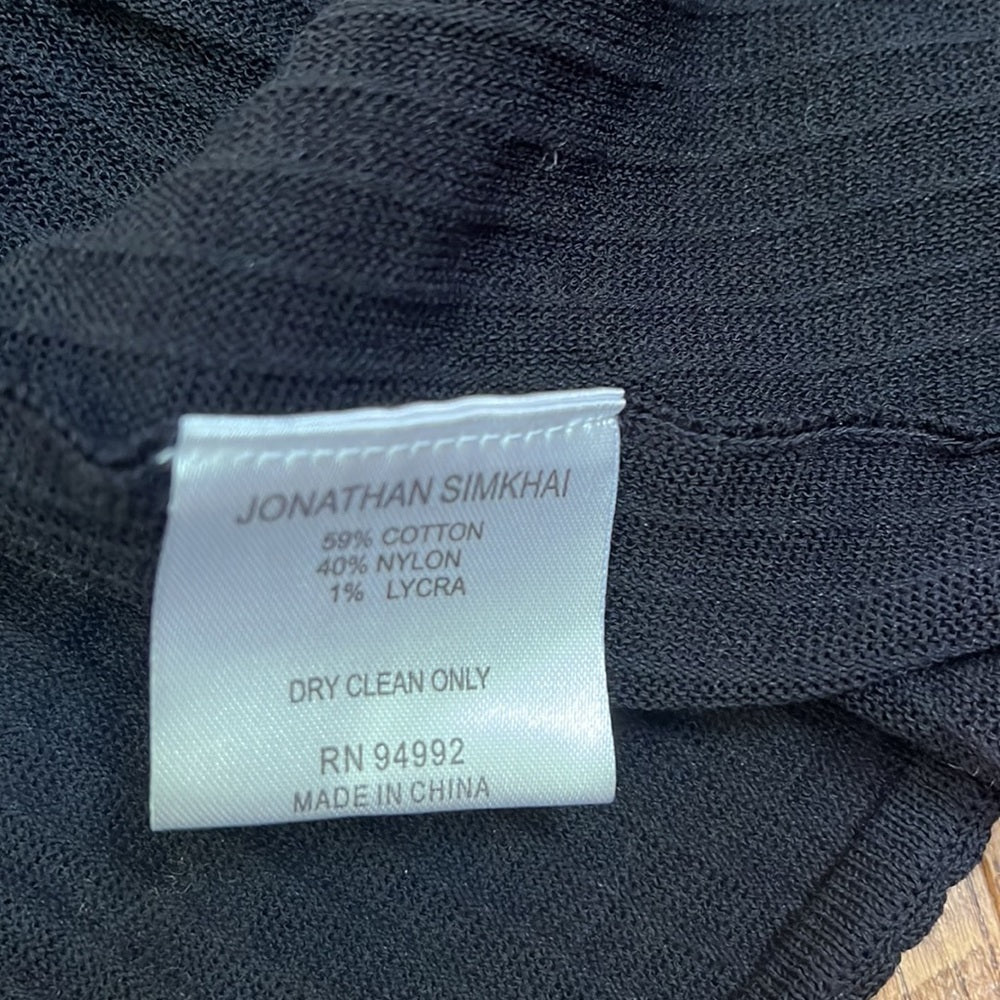 Jonathan Simkhai Women’s Black Ribbed Flowy Top Size S