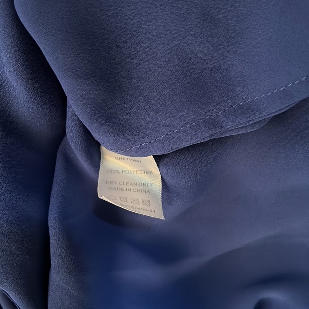 Blue collective concept’s silk button down top with tie - size S