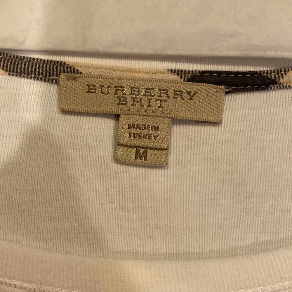 Burberry White 3/4 Sleeve Shirt Size Medium