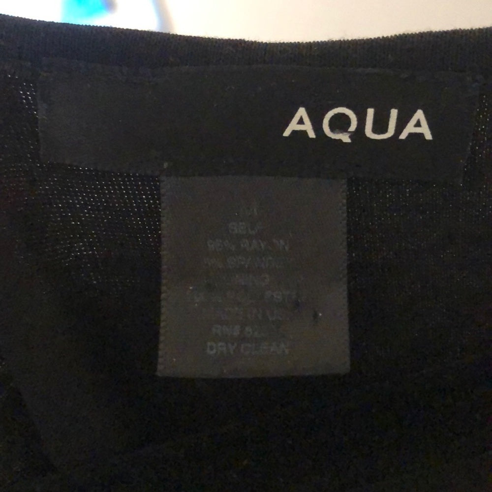 Aqua Black Tank Top with Sheer Overlay Size M
