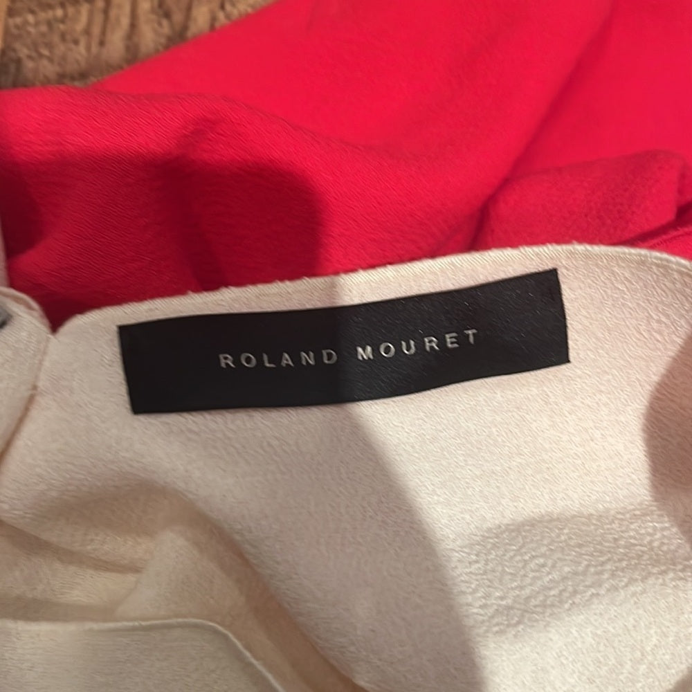 Roland Mouret Woman’s Red and Cream Wool Top Size US 6