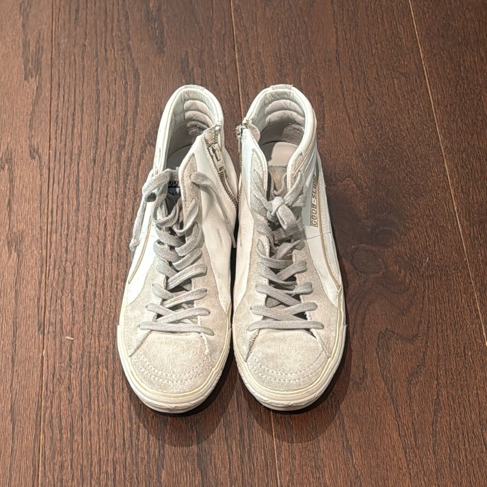 Golden Goose Gray and White High-Top Sneakers Size 39/9