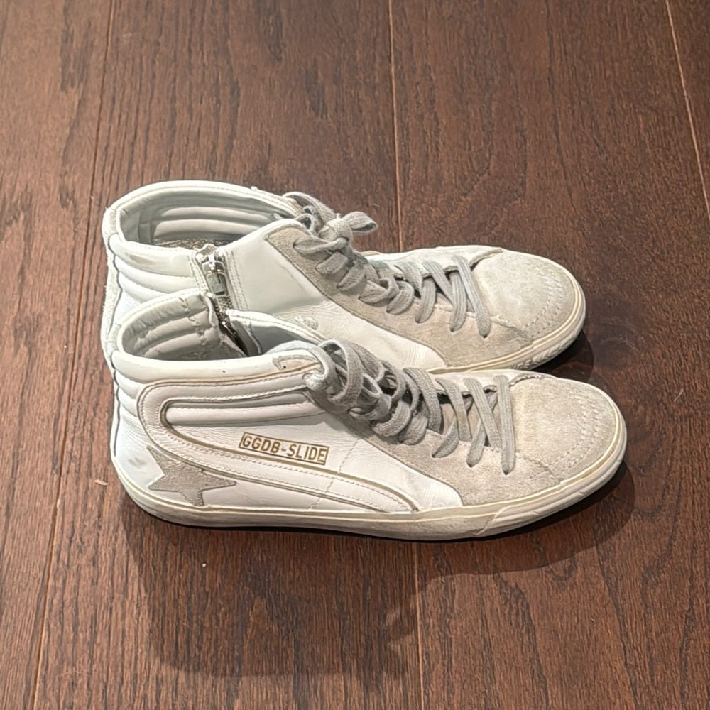 Golden Goose Gray and White High-Top Sneakers Size 39/9