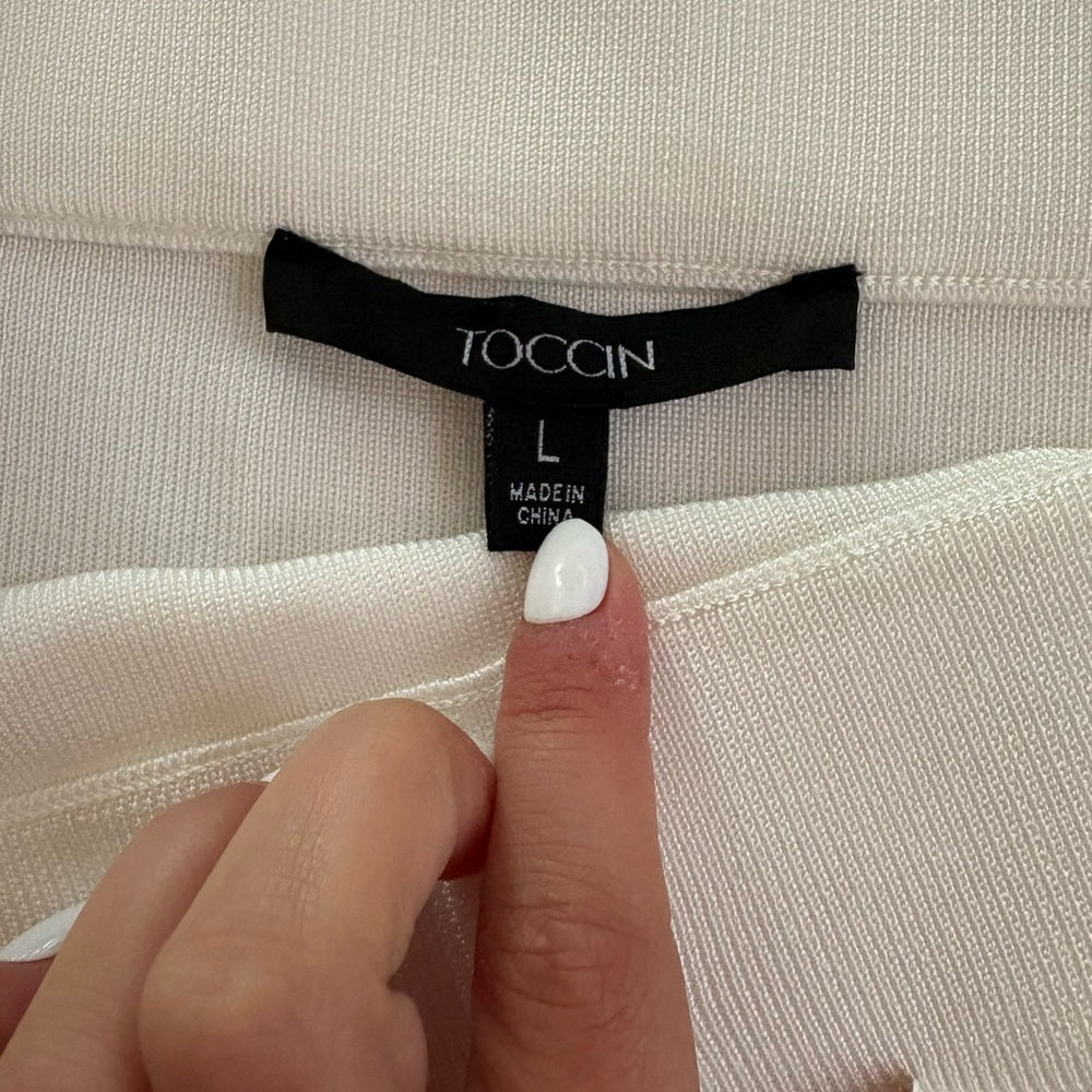 Toccin Women’s Cream Asymmetrical Midi Skirt Size L