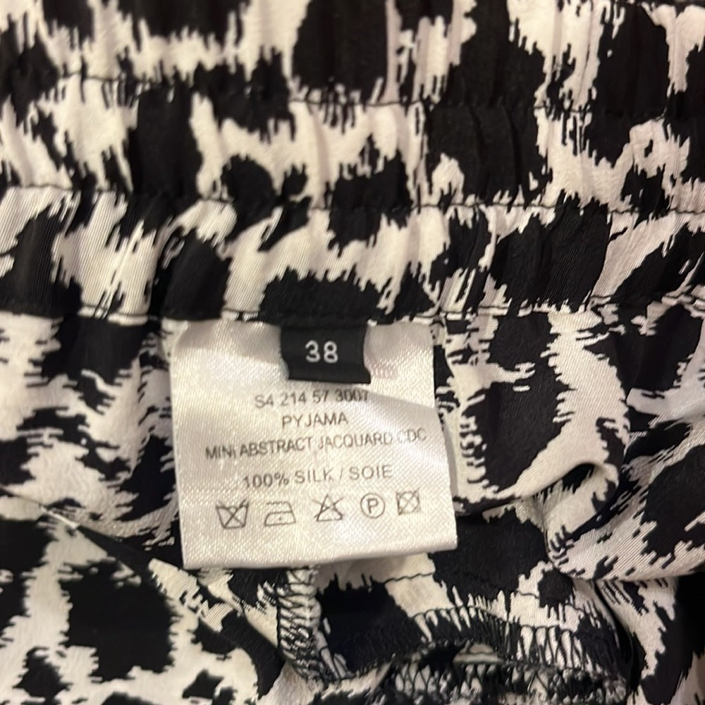 Joseph Woman’s Black and White Print Silk Pants Size 38