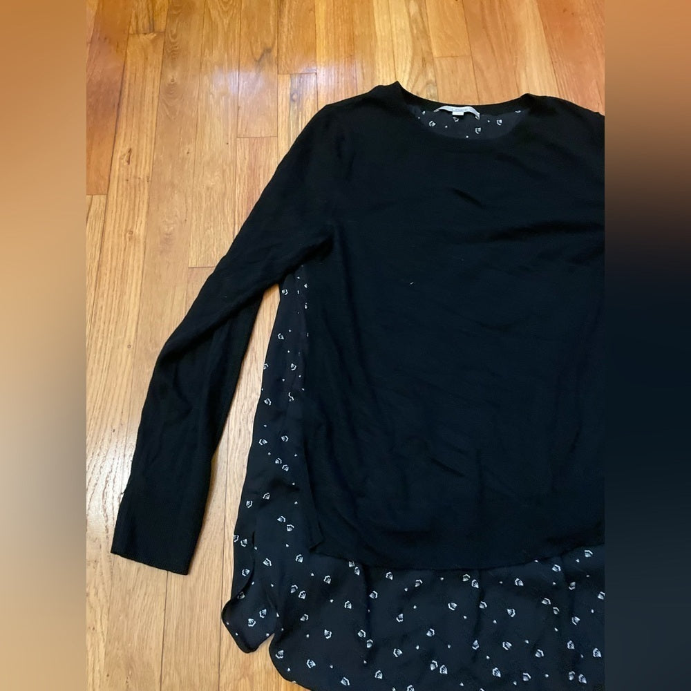 Loft Black and White Sweater with Attached Under Blouse Size Large