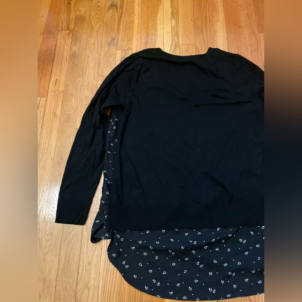 Loft Black and White Sweater with Attached Under Blouse Size Large
