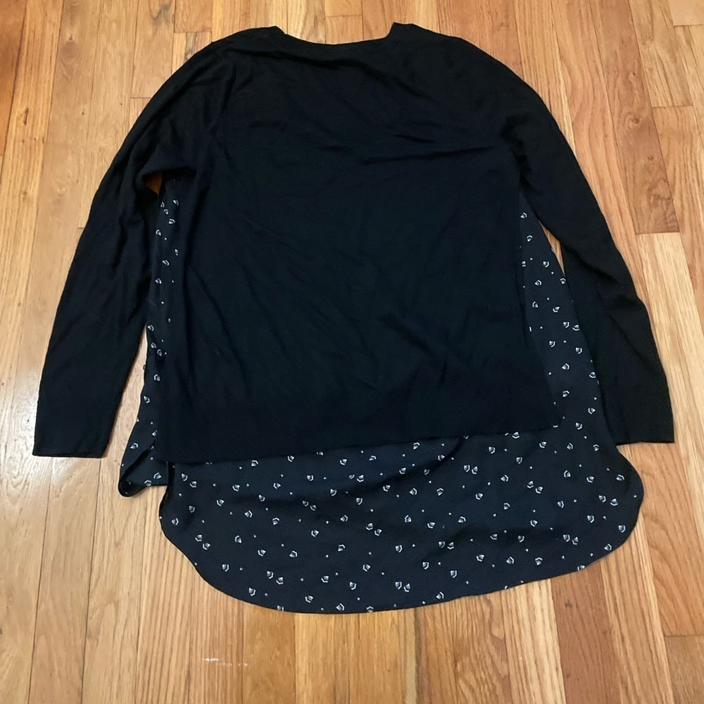 Loft Black and White Sweater with Attached Under Blouse Size Large