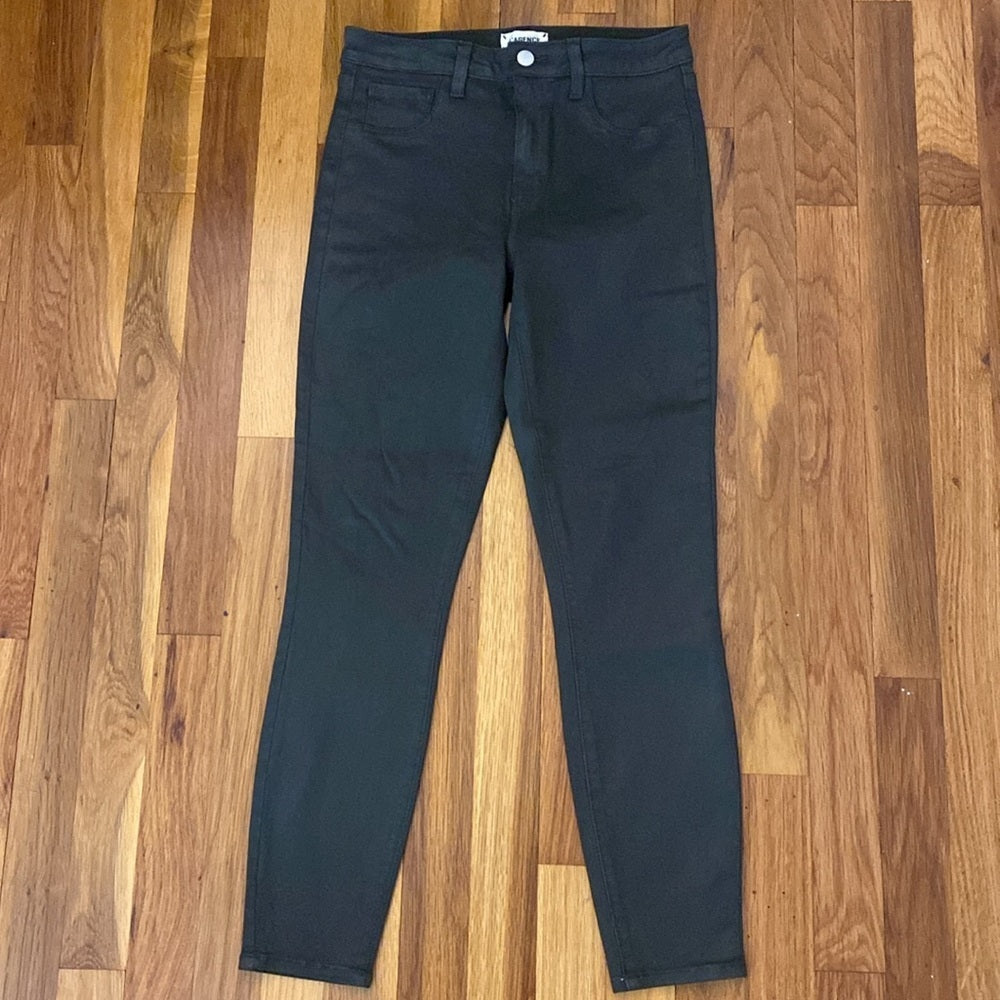 L’AGENCE Women’s Green Faux Leather Skinny Jeans Size 27