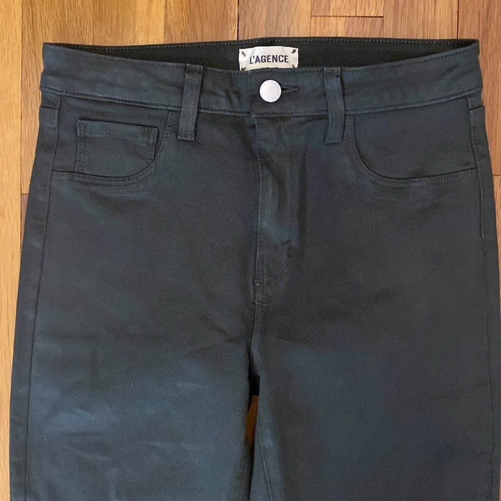 L’AGENCE Women’s Green Faux Leather Skinny Jeans Size 27