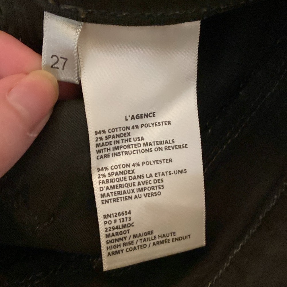 L’AGENCE Women’s Green Faux Leather Skinny Jeans Size 27