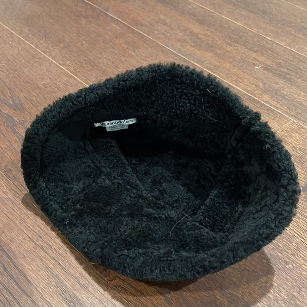 Bloomingdales Lamb Fur Bucket Hat Size Small