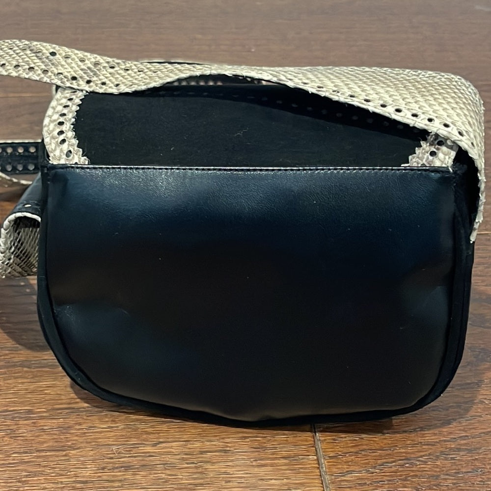 Stuart Weitzman Black Suede and Leather Shoulder Bag