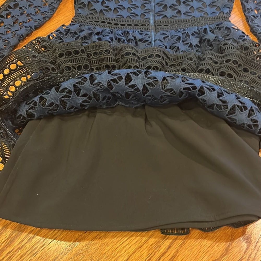 Self-portrait Woman’s Navy Lace Ruffle Dress Size US 2