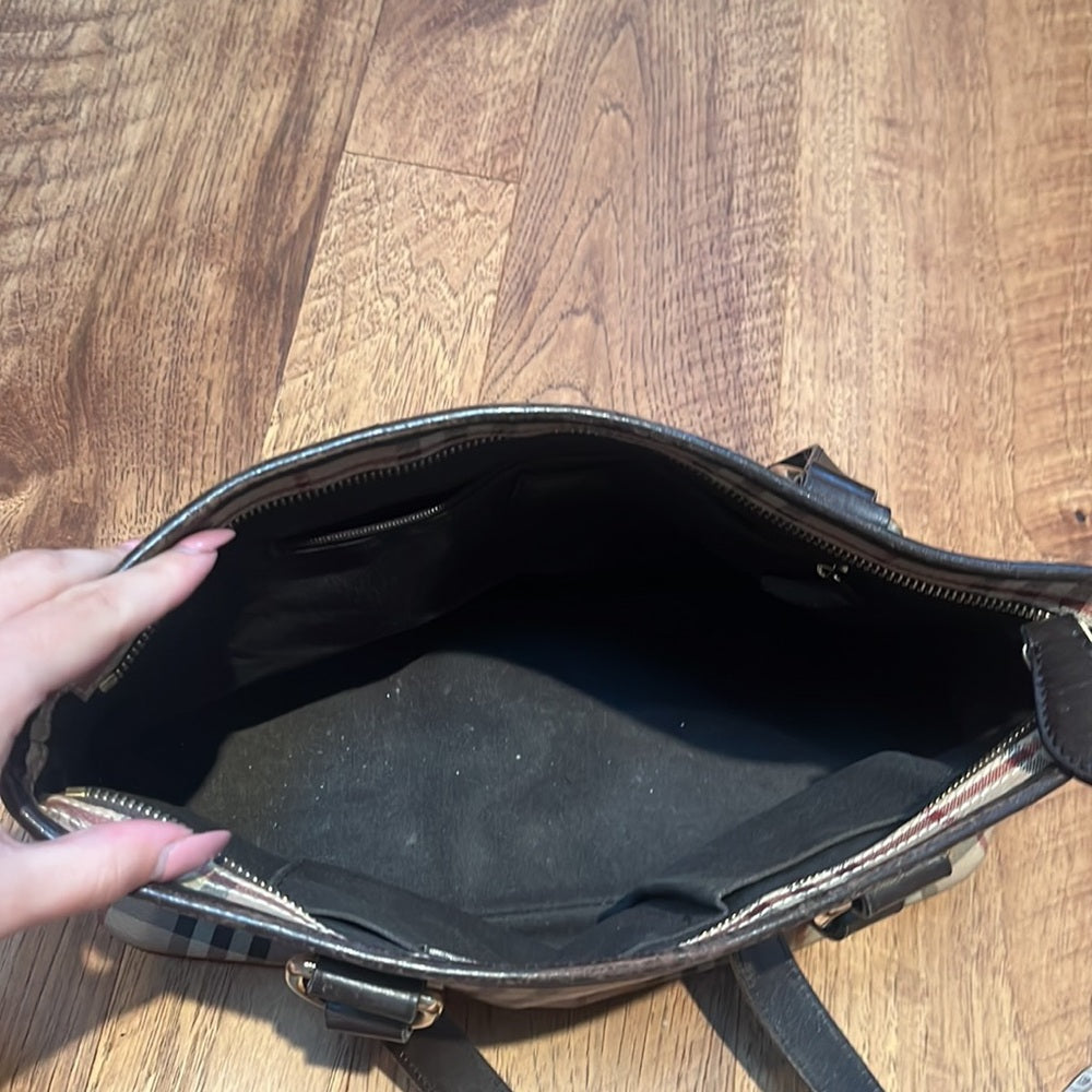 Burberry Woman’s Tan Plaid Shoulder Bag