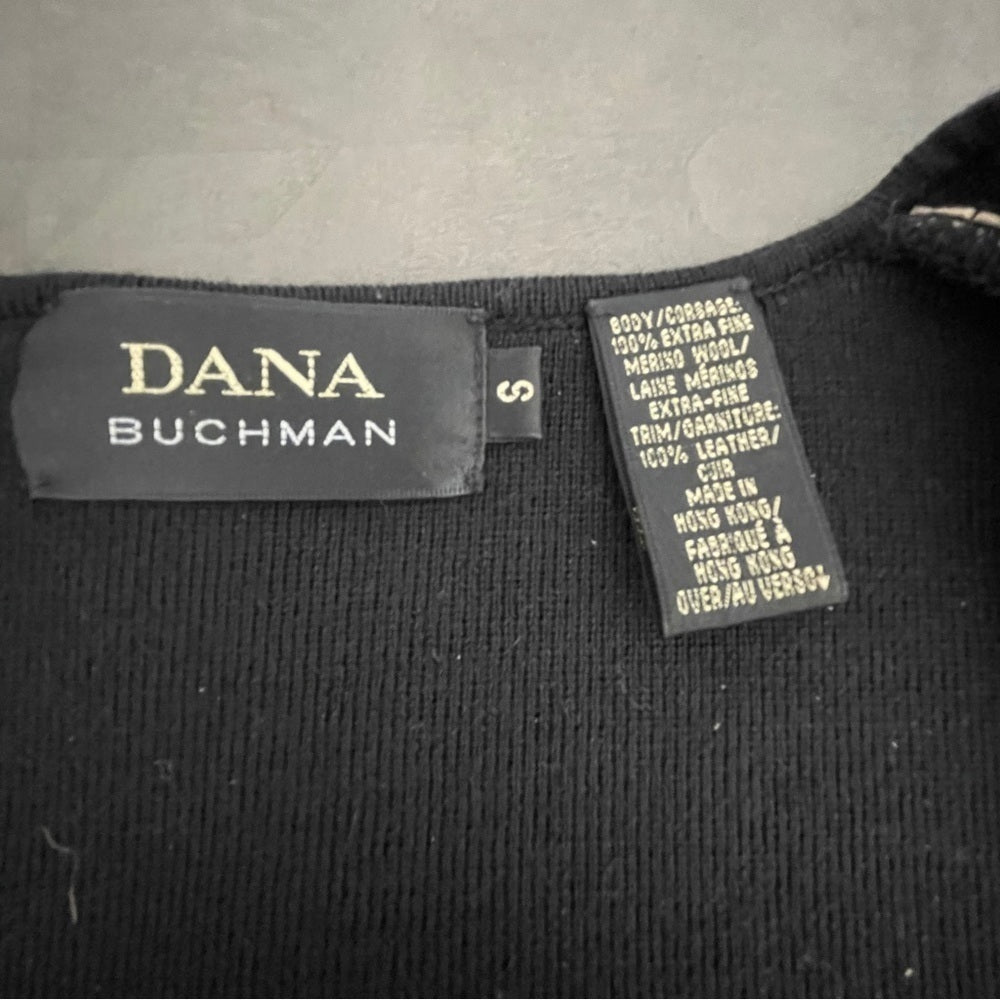 DANA Buchman Black Top with Leather Trim Size Small
