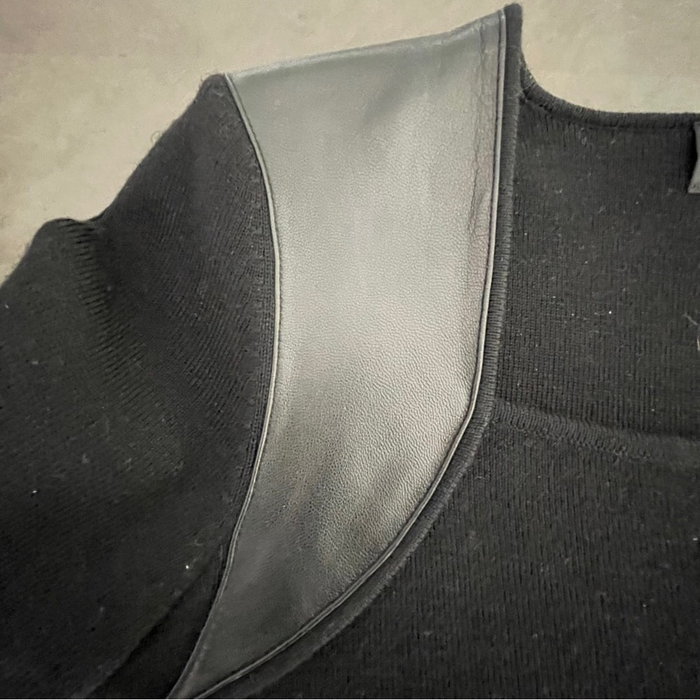 DANA Buchman Black Top with Leather Trim Size Small