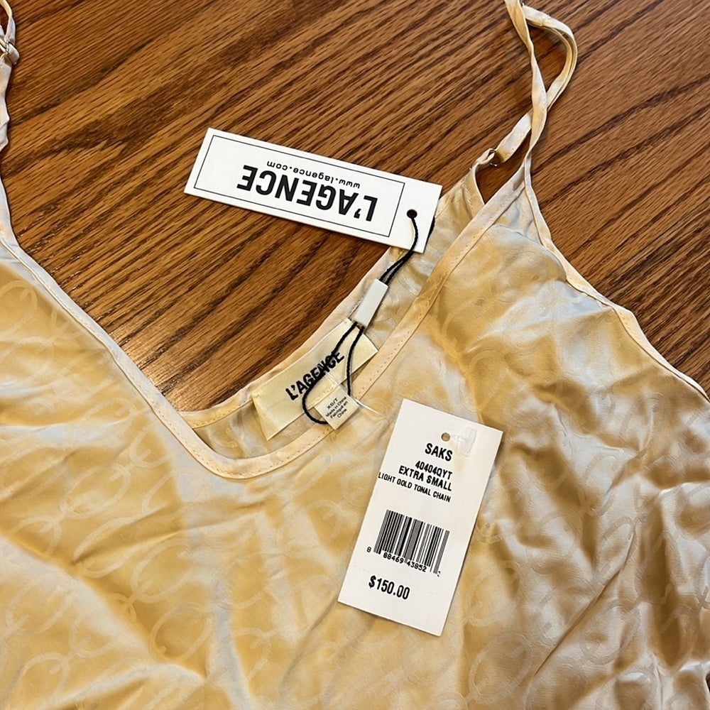 NWT L’Agence Woman’s Light Gold Tonal Chain Tank Size XS