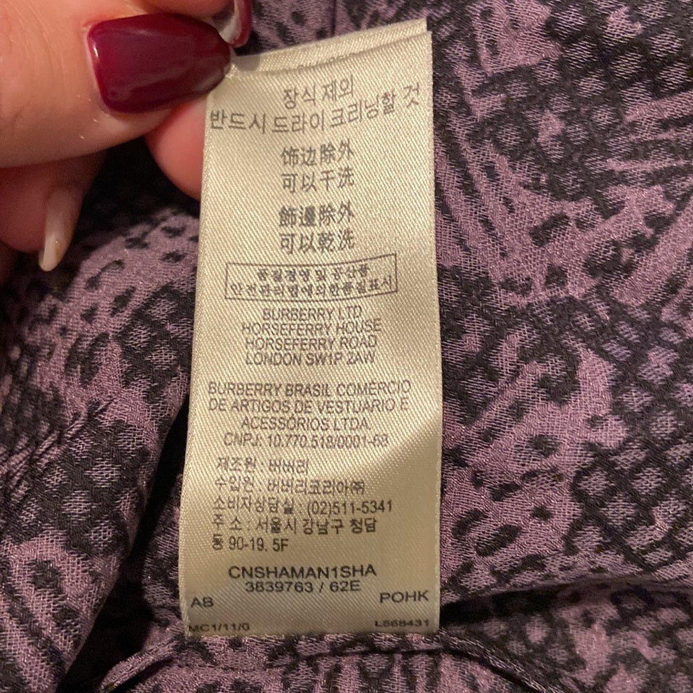 Women’s Burberry top. Purple/black. Size 8