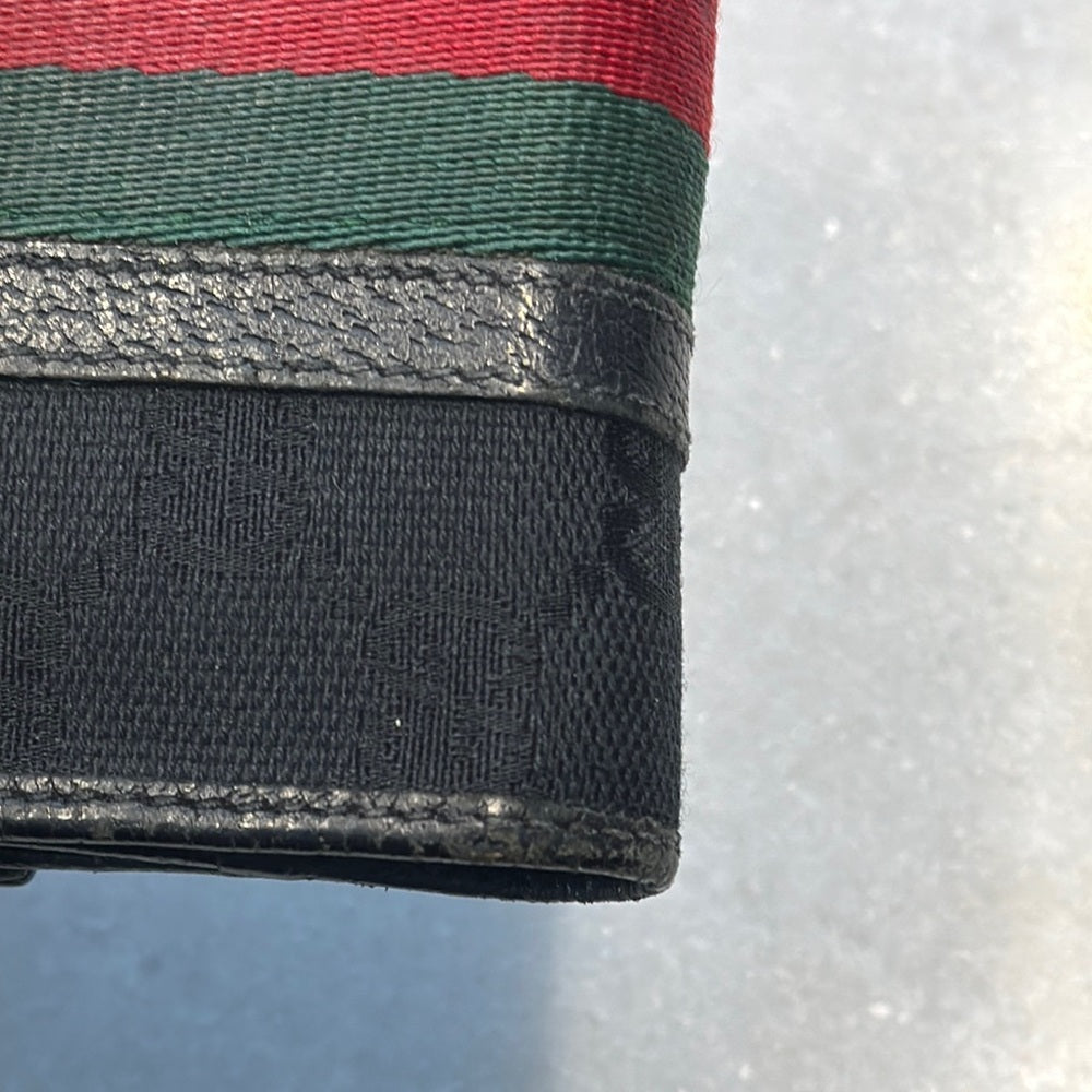 Gucci Black Wallet with Red and Green Stripe
