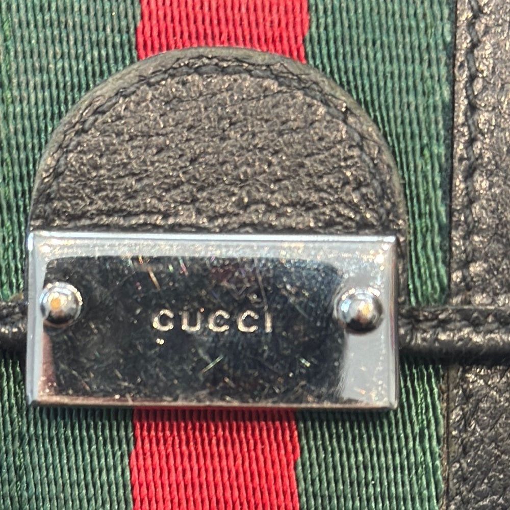 Gucci Black Wallet with Red and Green Stripe