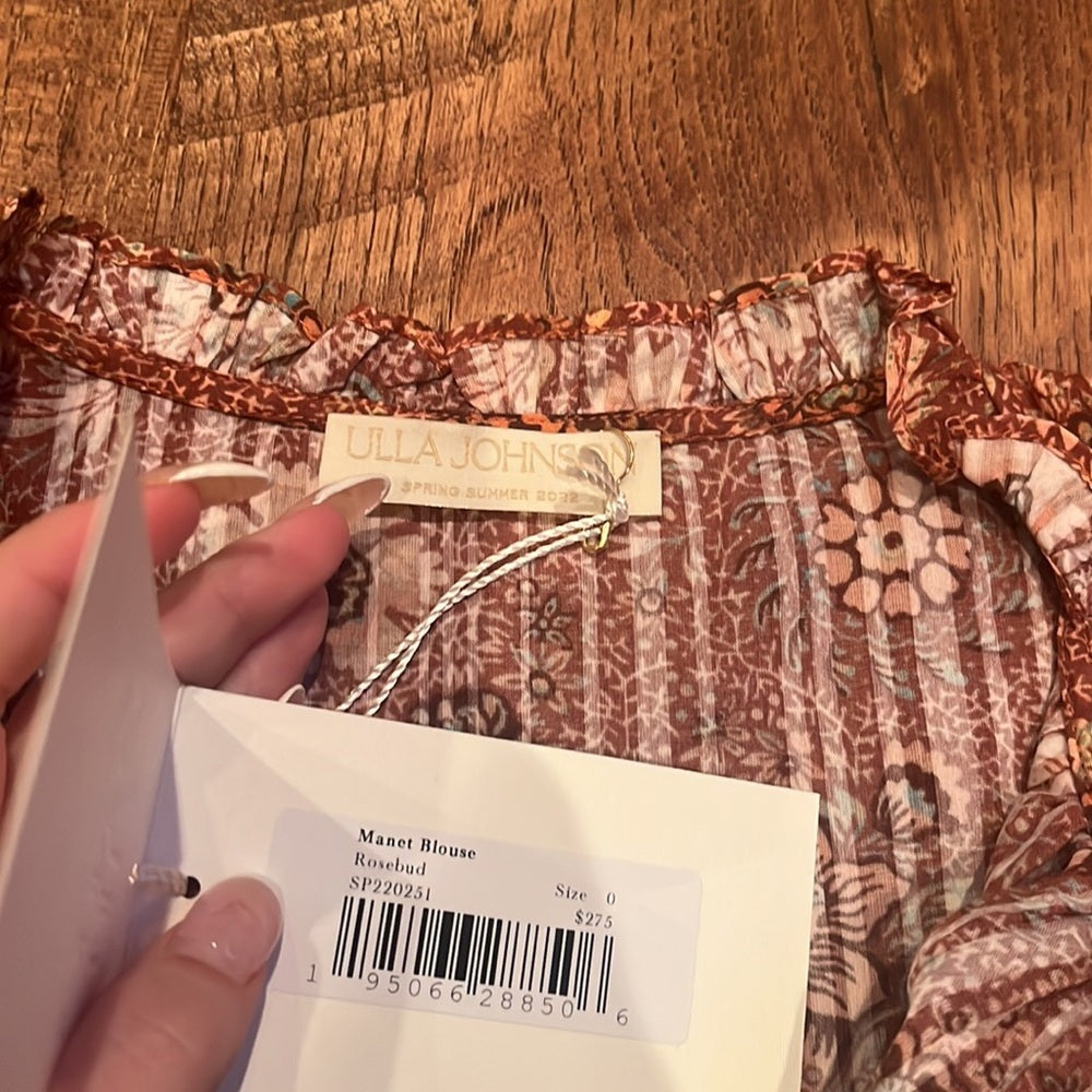 NWT Ulla Johnson Woman’s Rosebud Manet Blouse Size 0